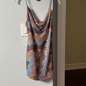 Lucy in the sky colorful sequin mini dress